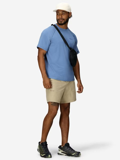 Marmot Mens Windridge Short Sleeve T-Shirt UPF 50 - Rain Cloud Blue