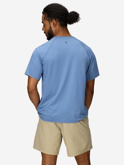 Marmot Mens Windridge Short Sleeve T-Shirt UPF 50 - Rain Cloud Blue