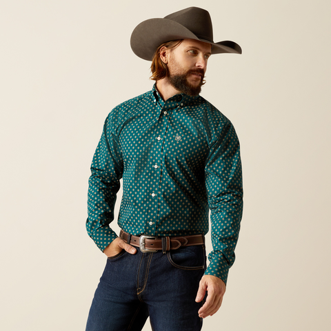 Ariat Men's Wrinkle Free Grover Fitted Shirt - Deep Teal