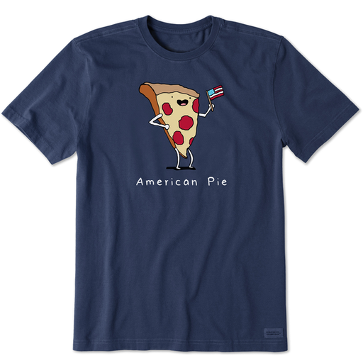 Life Is Good Men's American Pizza Pie Short-Sleeve Crusher Tee - Darkest Blue Darkest Blue