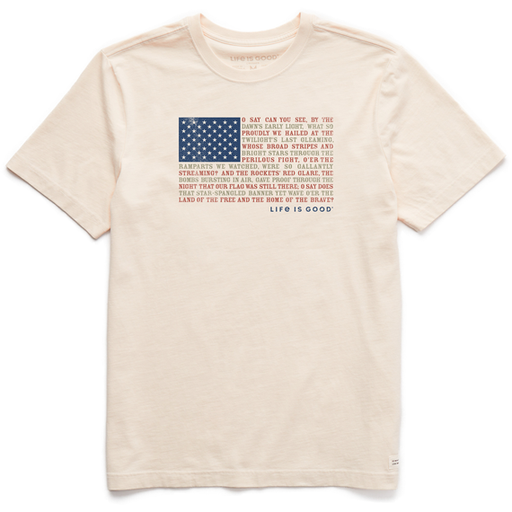 Life Is Good Men's Anthem Flag Short-Sleeve Crusher Tee - Putty White Putty White