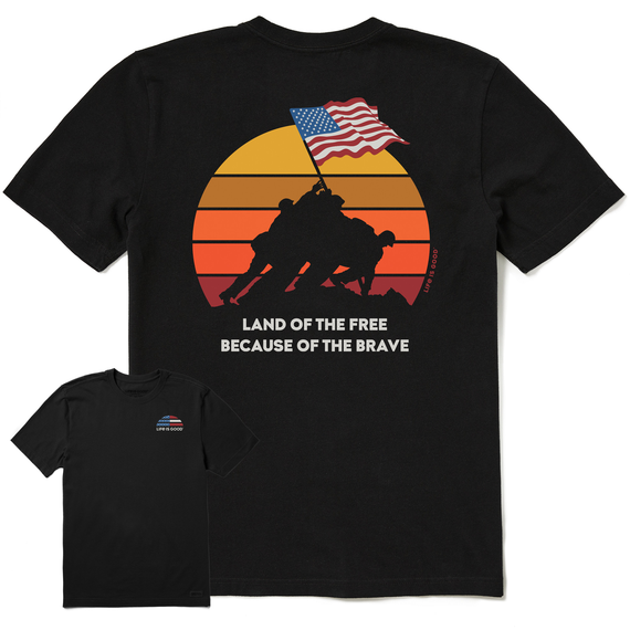 Life Is Good Men's Clean Iwo Jima Crusher-LITE Tee - Jet Black Jet Black