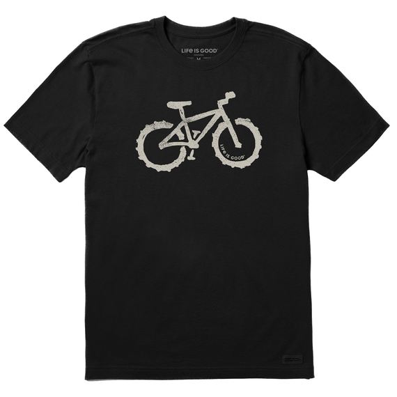 Life Is Good Men's Fat Tire Mountain Bike Short Sleeve Tee Jet black