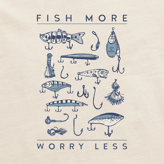 Life Is Good Men's Fish More Worry Less Hooks And Tackle Short Sleeve Tee