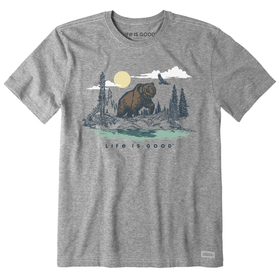 Life Is Good Men's Grizzly Bear Forest Crusher Tee Heather gray