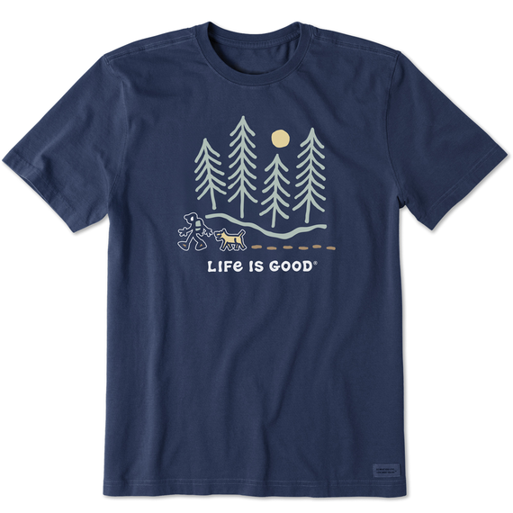 Life Is Good Men's Hiking Through the Woods Short-Sleeve Crusher-LITE Tee - Darkest Blue Darkest Blue