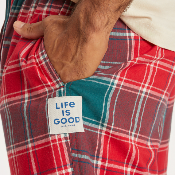 Life Is Good Men's Holiday Red Plaid Classic Sleep Pant