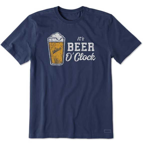 Life Is Good Men's It's Beer O'Clock Short-Sleeve Crusher Tee - Darkest Blue Darkest Blue