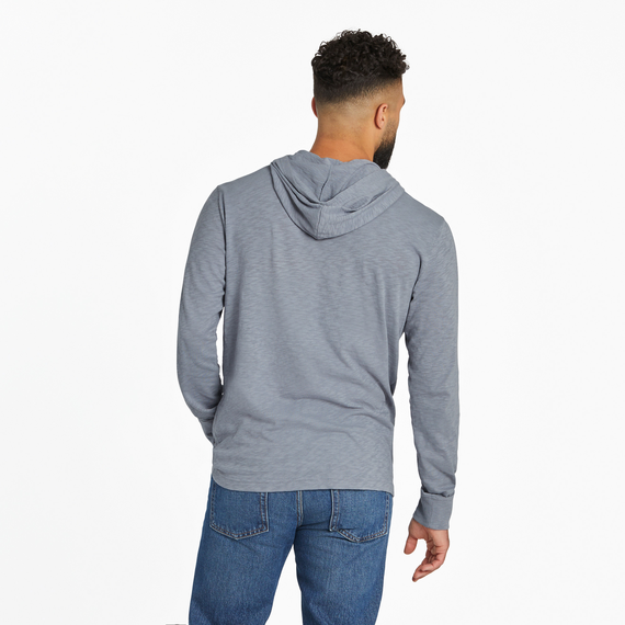 Life Is Good Men's Jake's Great Catch Textured Slub Hoodie - Stone Blue