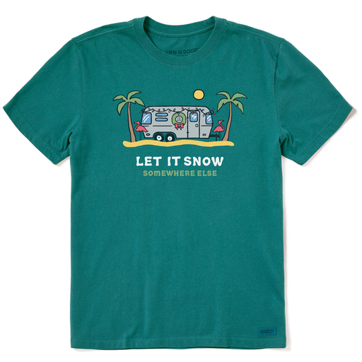 Life Is Good Men's Let It Snow Camper Crusher Tee Spruce green