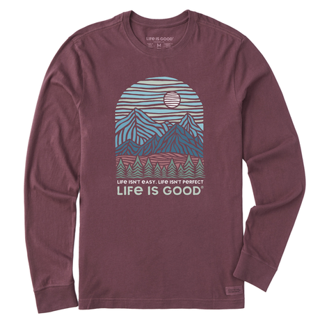 Life Is Good Men's Life Isn't Easy Long Sleeve Crusher-lite Tee Mahogany brown