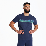 Life Is Good Men's Mountain Range Textured Slub Short-Sleeve Tee - Darkest Blue Darkest Blue