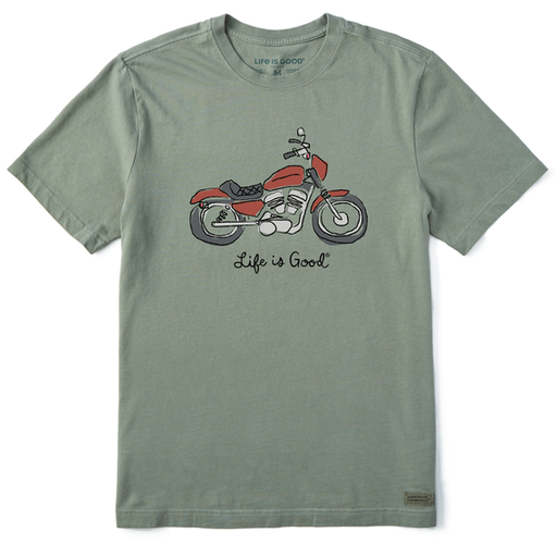 Life Is Good Men's Quirky Motocycle Short-Sleeve Crusher-LITE Tee - Moss Green Moss Green