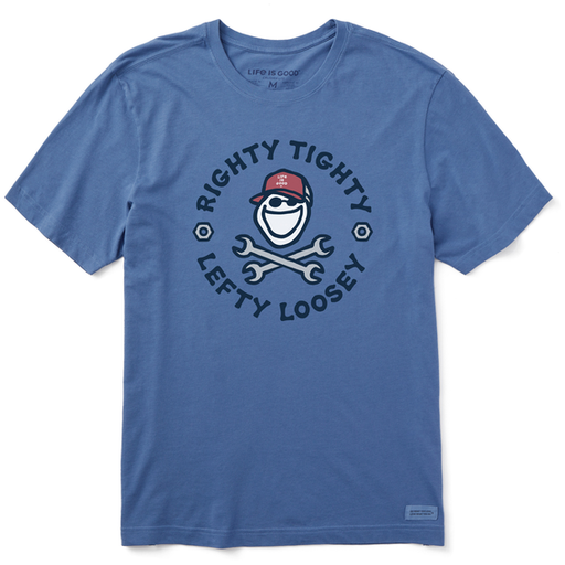 Life Is Good Men's Righty Tighty Lefty Loosey Short-Sleeve Crusher Tee - Vintage Blue Vintage Blue