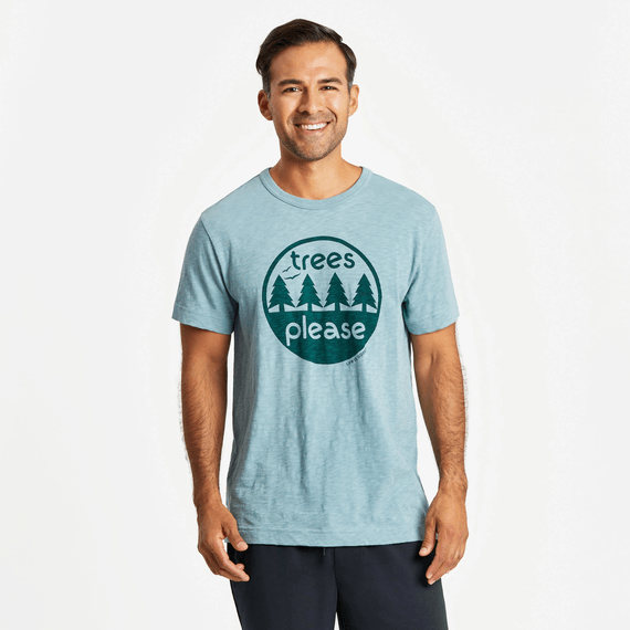 Life Is Good Men's Trees Please Textured Slub Tee Smoky blue