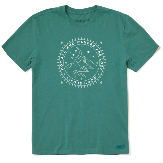 Life Is Good Men's Wander Compass Scene Short-Sleeve Crusther-LITE Tee - Spruce Green Spruce Green