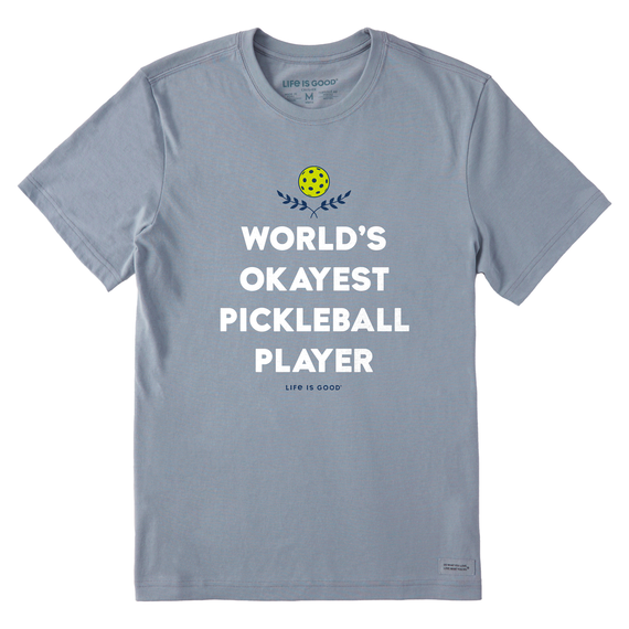 Life Is Good Men's World's Okayest Pickleball Player Short-Sleeve Crusher-LITE Tee - Stone Blue Stone Blue