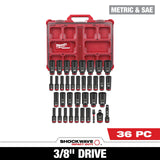 Milwaukee Tool Shockwave Impact Duty Socket 3/8 In. Dr 36pc Packout Set