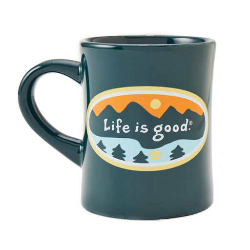 Life Is Good Mountainside Oval Diner Mug Spruce green