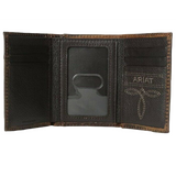 Ariat Boot Stitched Tri-Fold Leather Wallet - Distressed Brown