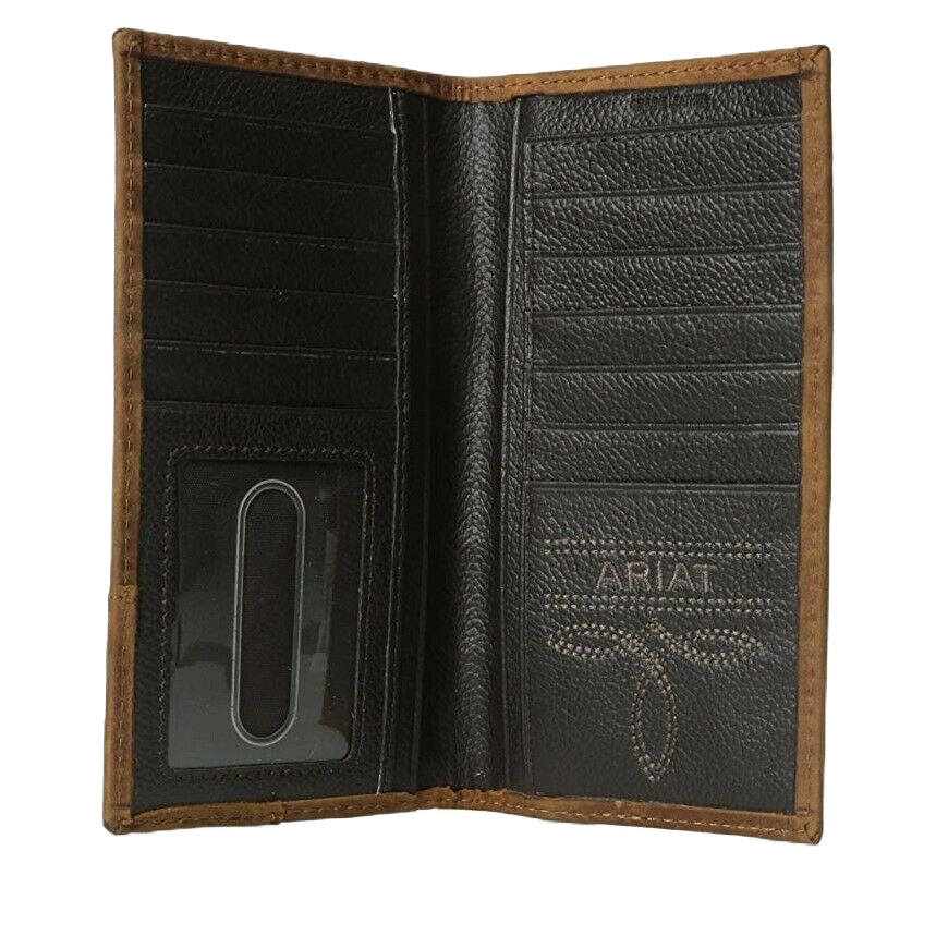 Ariat Crocodile Print Bifold Rodeo Leather Wallet - Brown