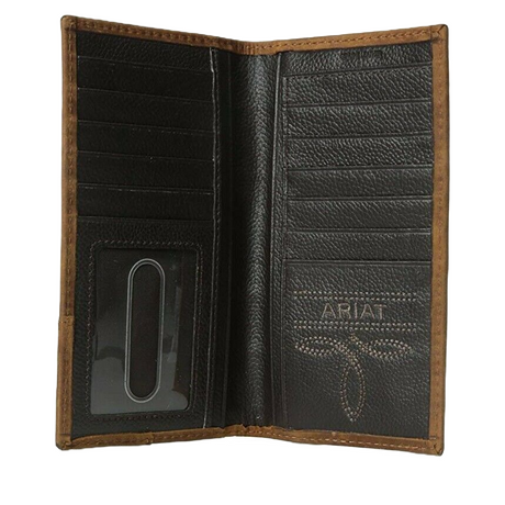 Ariat Crocodile Print Bifold Rodeo Leather Wallet - Brown