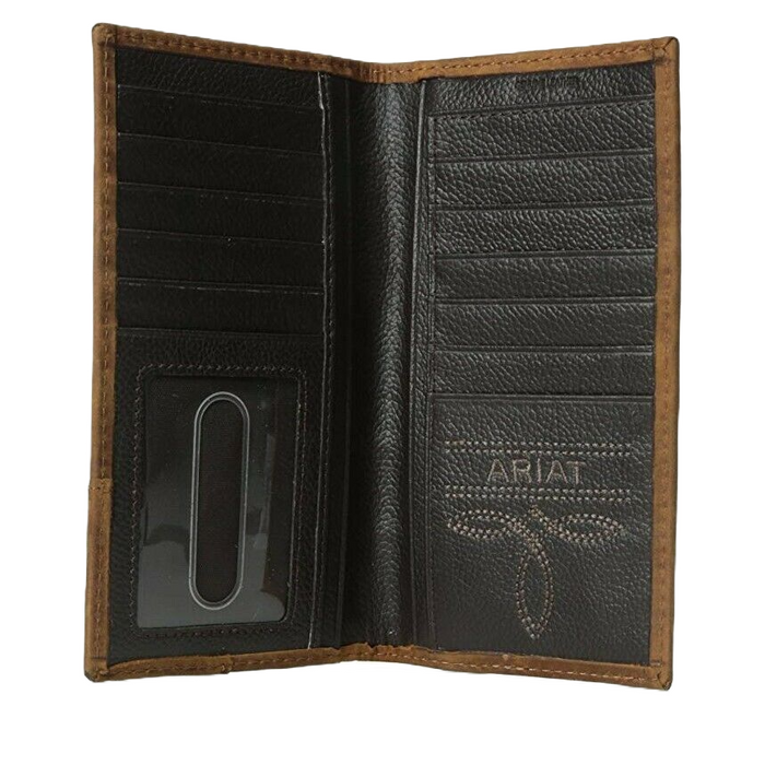 Ariat Crocodile Print Bifold Rodeo Leather Wallet - Brown