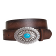 Ariat Lucinda Brown Leather Belt with Silver & Turquoise Buckle Brown /  / 1-1/2 in.