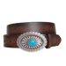 Ariat Lucinda Brown Leather Belt with Silver & Turquoise Buckle Brown /  / 1-1/2 in.