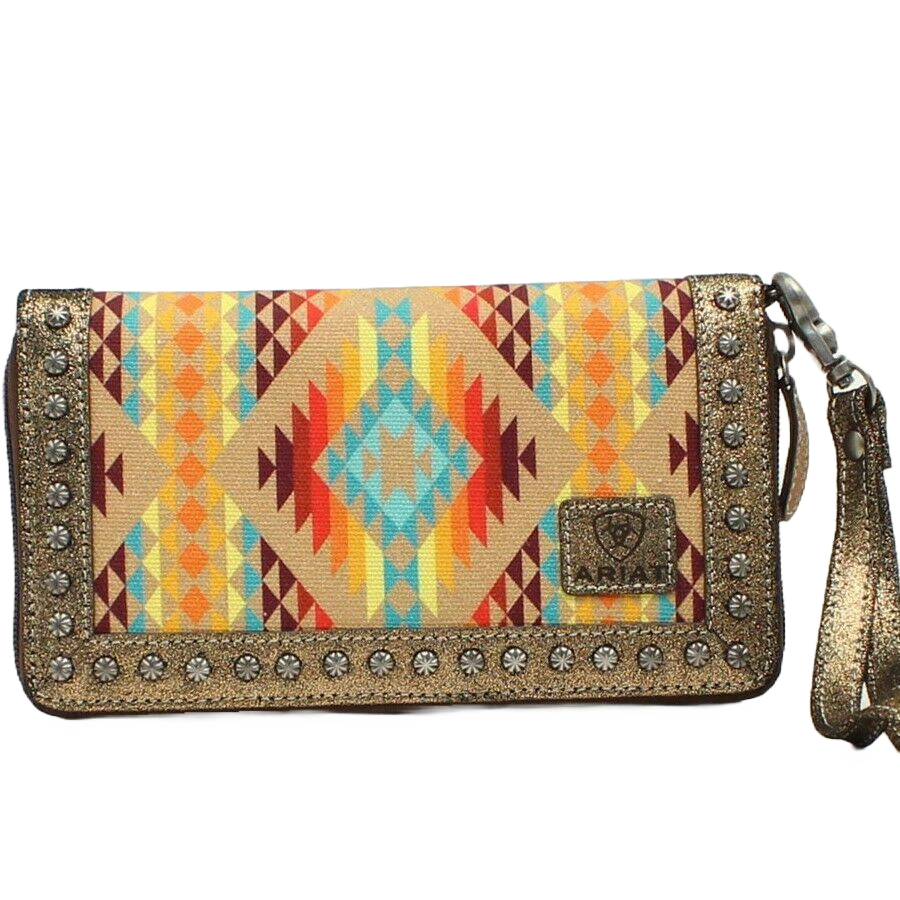 Ariat Southwestern Print Cruiser Clutch Wallet Multi Aztec