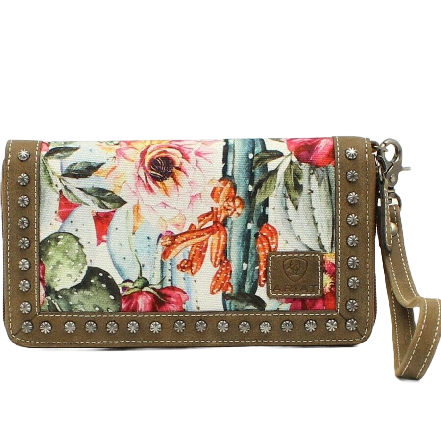 Ariat Cactus Floral Print Cruiser Clutch Wallet Cactus