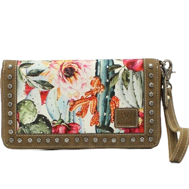 Ariat Cactus Floral Print Cruiser Clutch Wallet Cactus