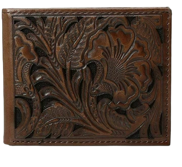 Ariat Floral Embossed Bifold Leather Wallet Brown / Black / Bifold