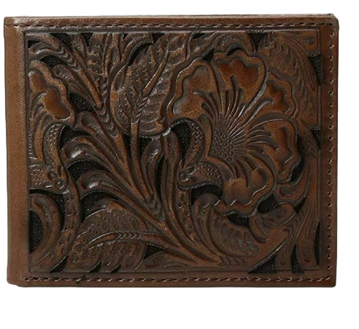 Ariat Floral Embossed Bifold Leather Wallet Brown / Black / Bifold
