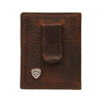 Ariat Front Pocket Money Clip Bifold Leather Wallet - Dark Brown Dark Rowdy Brown / Bifold