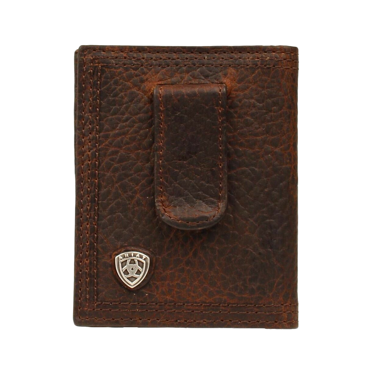 Ariat Front Pocket Money Clip Bifold Leather Wallet - Dark Brown Dark Rowdy Brown / Bifold