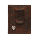 Ariat Front Pocket Money Clip Bifold Leather Wallet - Dark Brown Dark Rowdy Brown / Bifold