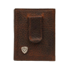 Ariat Front Pocket Money Clip Bifold Leather Wallet - Dark Brown Dark Rowdy Brown / Bifold