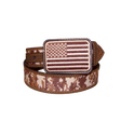 Ariat Boys Digital Camo Strap with Flag Buckle Leather Belt - Brown Brown /  / 1-1/8 in.