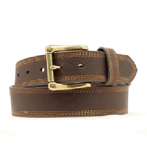 Nocona Mens HDXtreme Triple Stitch Leather Work Belt - Chocolate Brown Chocolate Brown / 32