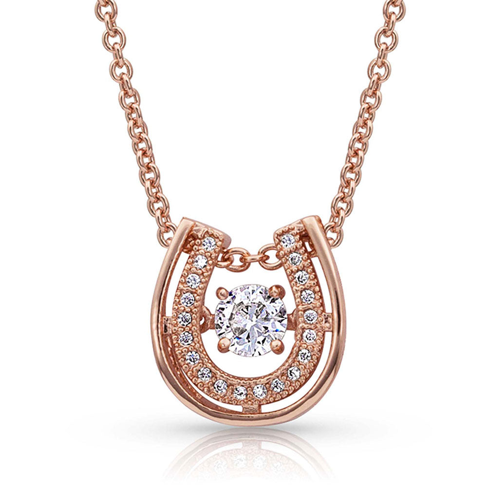 Montana Silversmiths Dancing With Luck Rose Gold Horseshoe Necklace