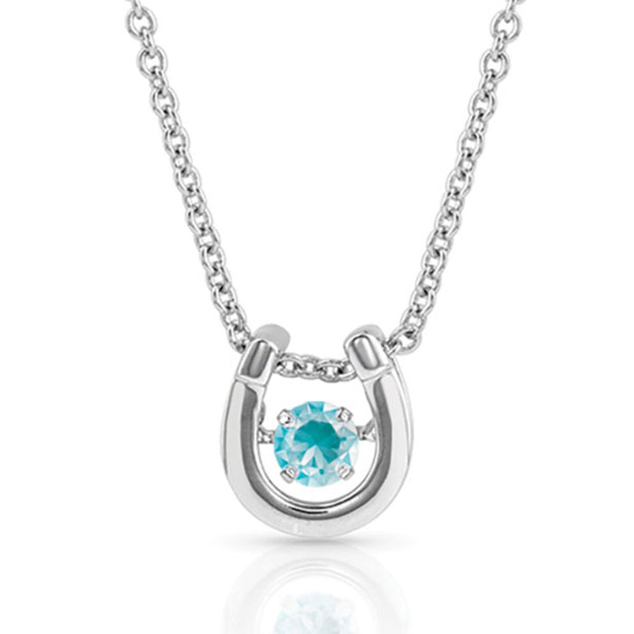 Montana Silversmiths Dancing Birthstone Horseshoe Necklace December