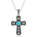 Montana Silversmiths Bold In Faith Turquoise Cross Necklace