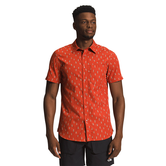 THE NORTH FACE Men’s Short-Sleeve Baytrail Pattern Shirt Rusted Bronze TNF Ditsy Print