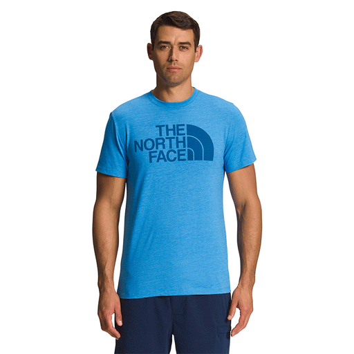 THE NORTH FACE Men's Short Sleeve Half Dome Tri-Blend Tee Super Sonic Blue Heather