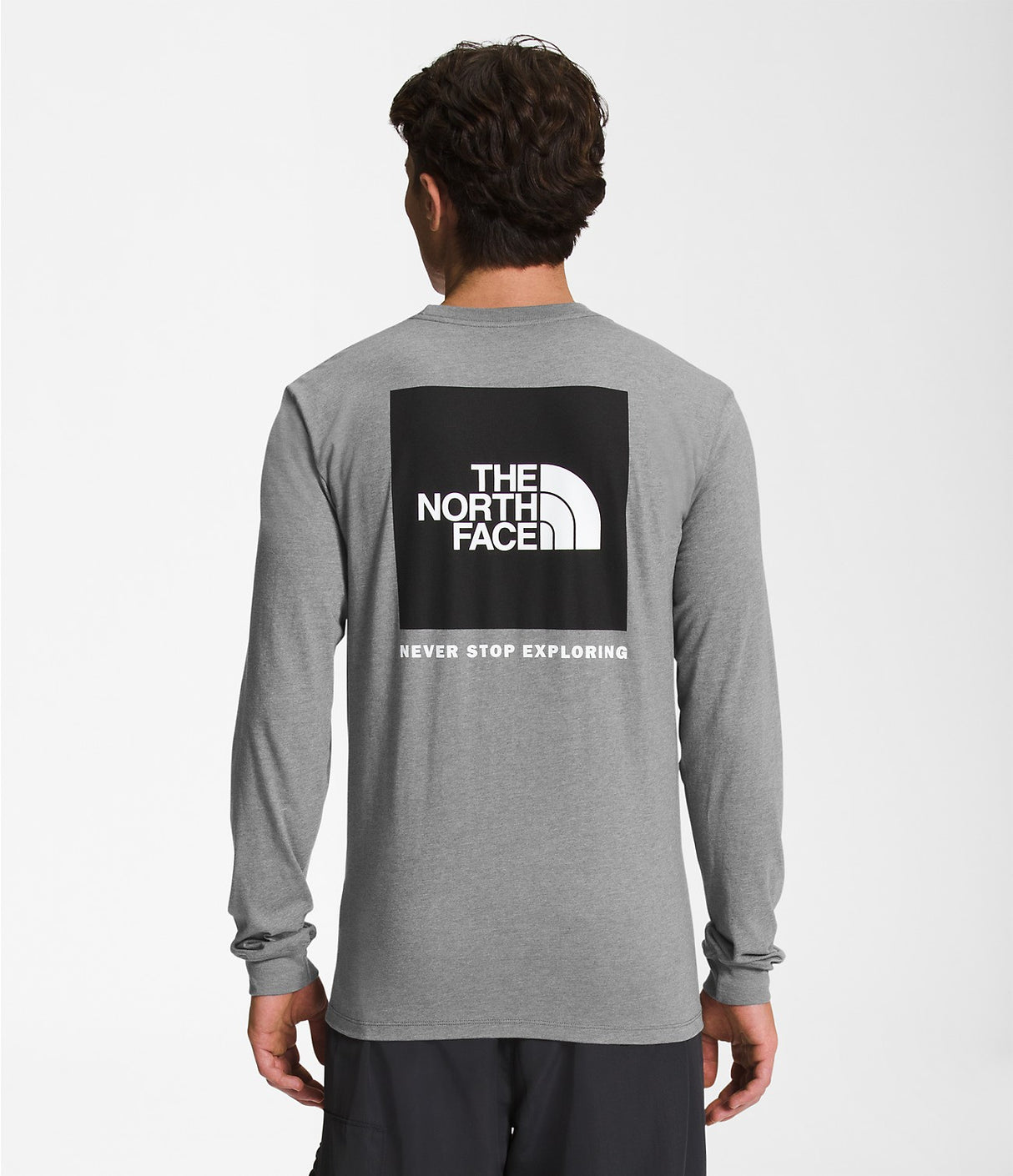 The North Face Men’s Long-sleeve Box Nse Tee Tnfmdgryhthr/tnfblk