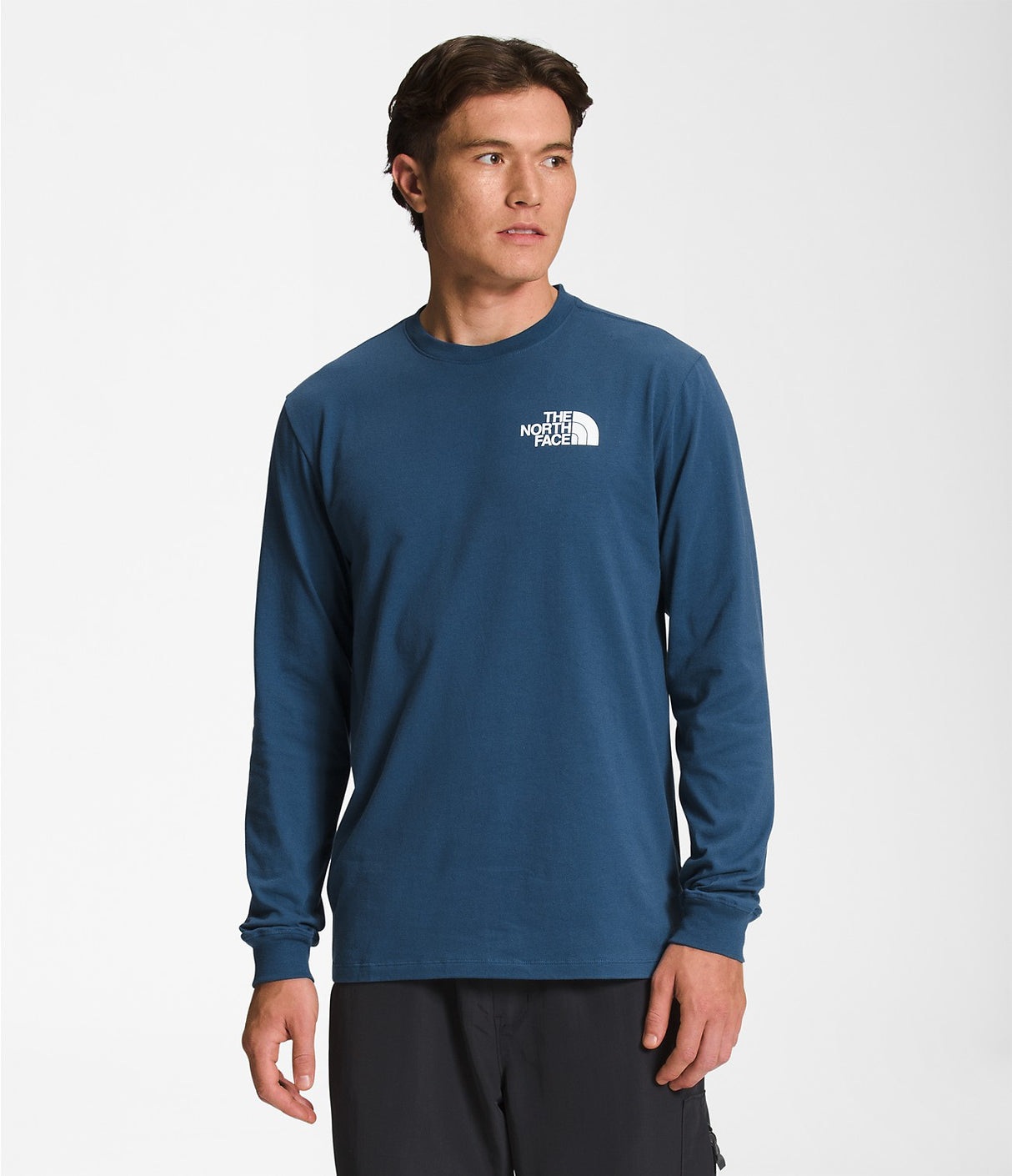 The North Face Men's Long-Sleeve Box NSE Tee - Shady Blue/TNF Black Shady Blue/TNF Black