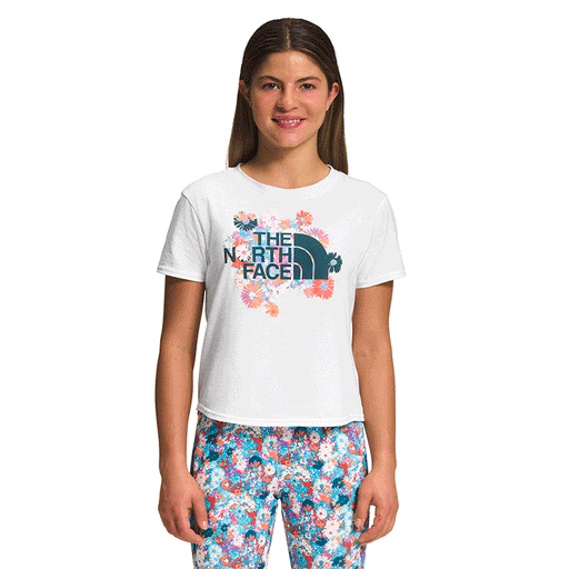 THE NORTH FACE Girls’ Short-Sleeve Graphic Tee TNF White/Scuba Blue