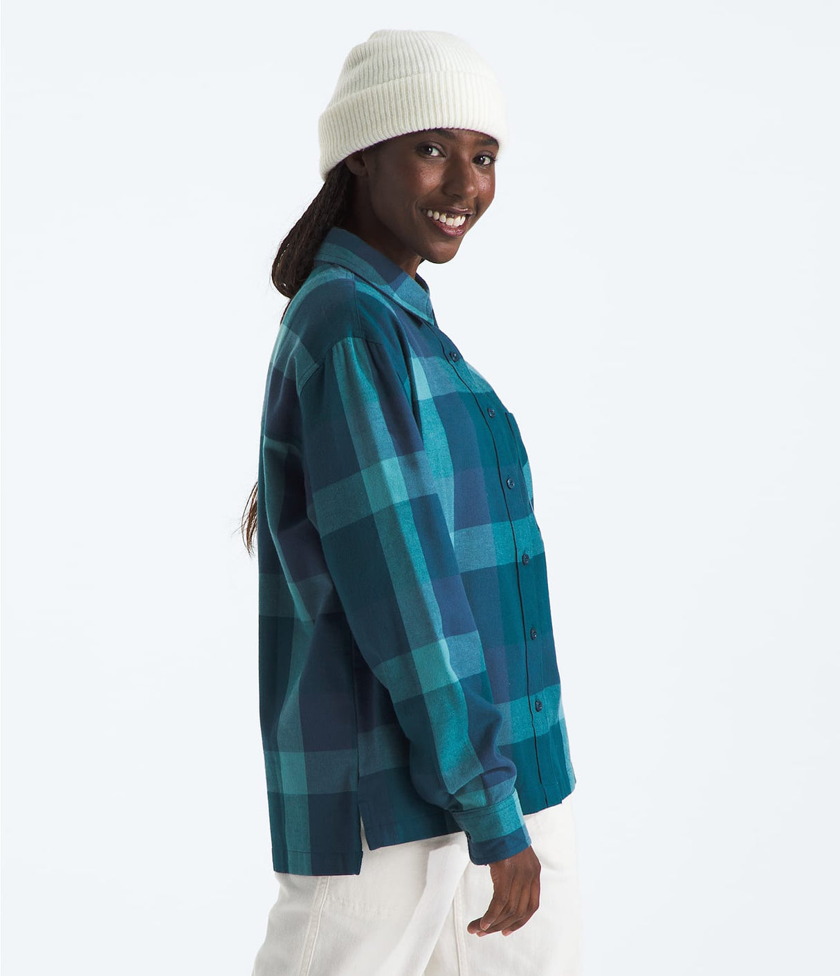 The North Face Women's Arroyo Lightweight Flannel Shirt - Algae Blue Mega Small Plaid Algae Blue Mega Small Plaid