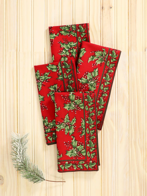 April Cornell Holly Napkin Set Of 4 Red